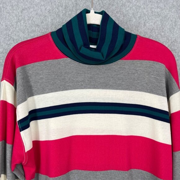 Lauren Grey VTG Women Turtleneck LS Shirt Size M Multicolor Stripe Oversized NEW - Picture 2 of 14